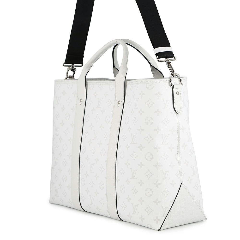 Louis Vuitton Monogram Leather White Bag NM Weekend Tote Taiga